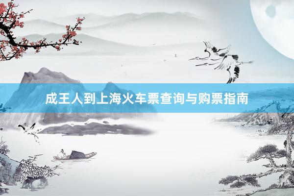 成王人到上海火车票查询与购票指南